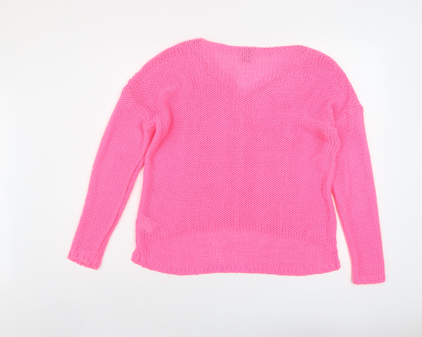 H&M Womens Pink V-Neck Acrylic Pullover Jumper Size S