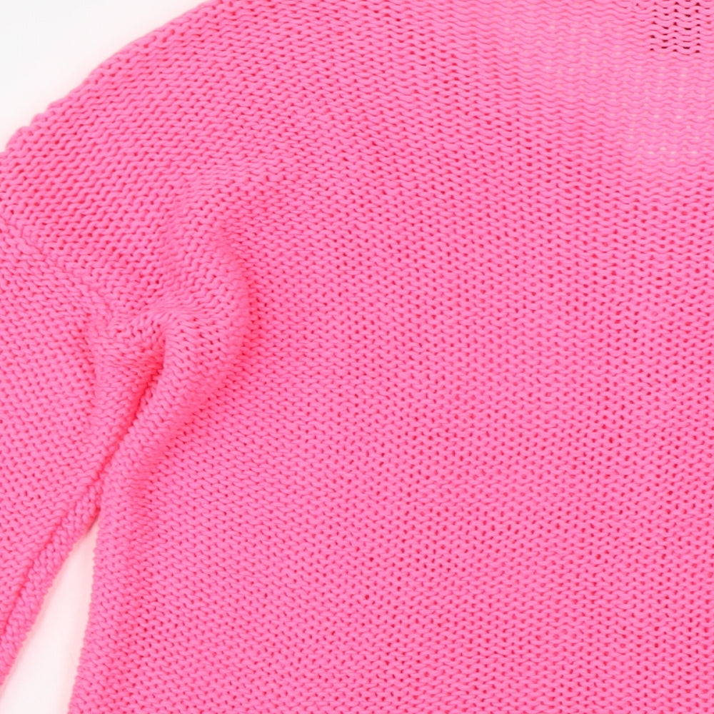 H&M Womens Pink V-Neck Acrylic Pullover Jumper Size S