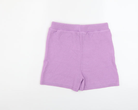 Missempire Womens Purple Acrylic Basic Shorts Size 10 L3 in Regular Pull On