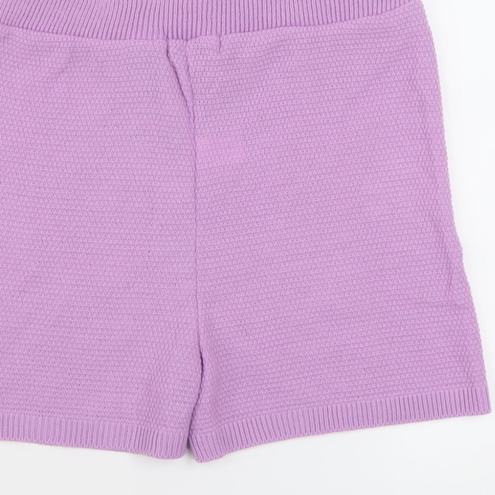 Missempire Womens Purple Acrylic Basic Shorts Size 10 L3 in Regular Pull On