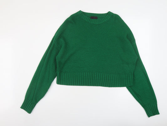 Topshop Womens Green Round Neck Acrylic Pullover Jumper Size 14