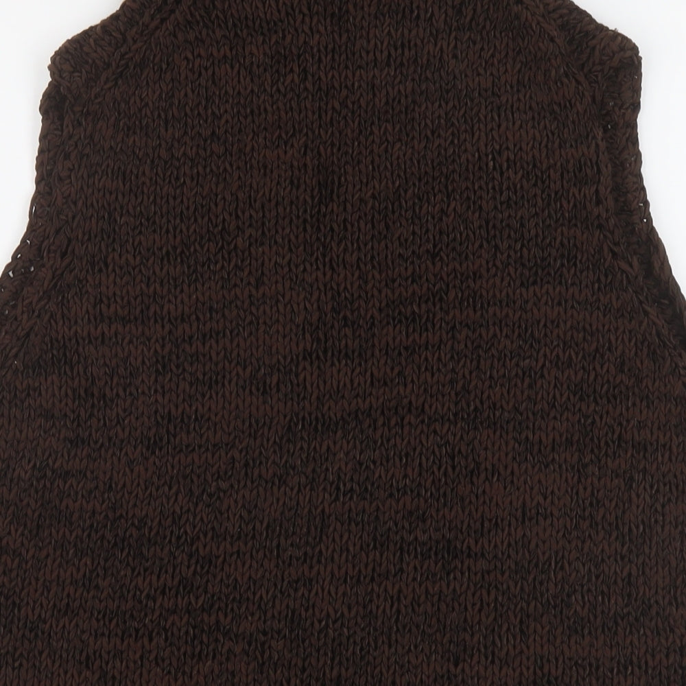 Autograph Womens Brown Roll Neck Polyamide Vest Jumper Size L