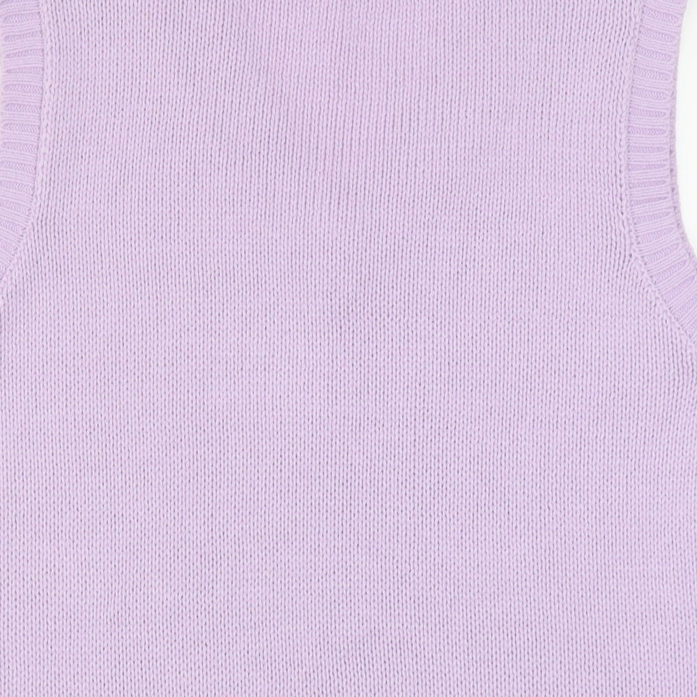 Boohoo Womens Purple V-Neck Acrylic Vest Jumper Size S