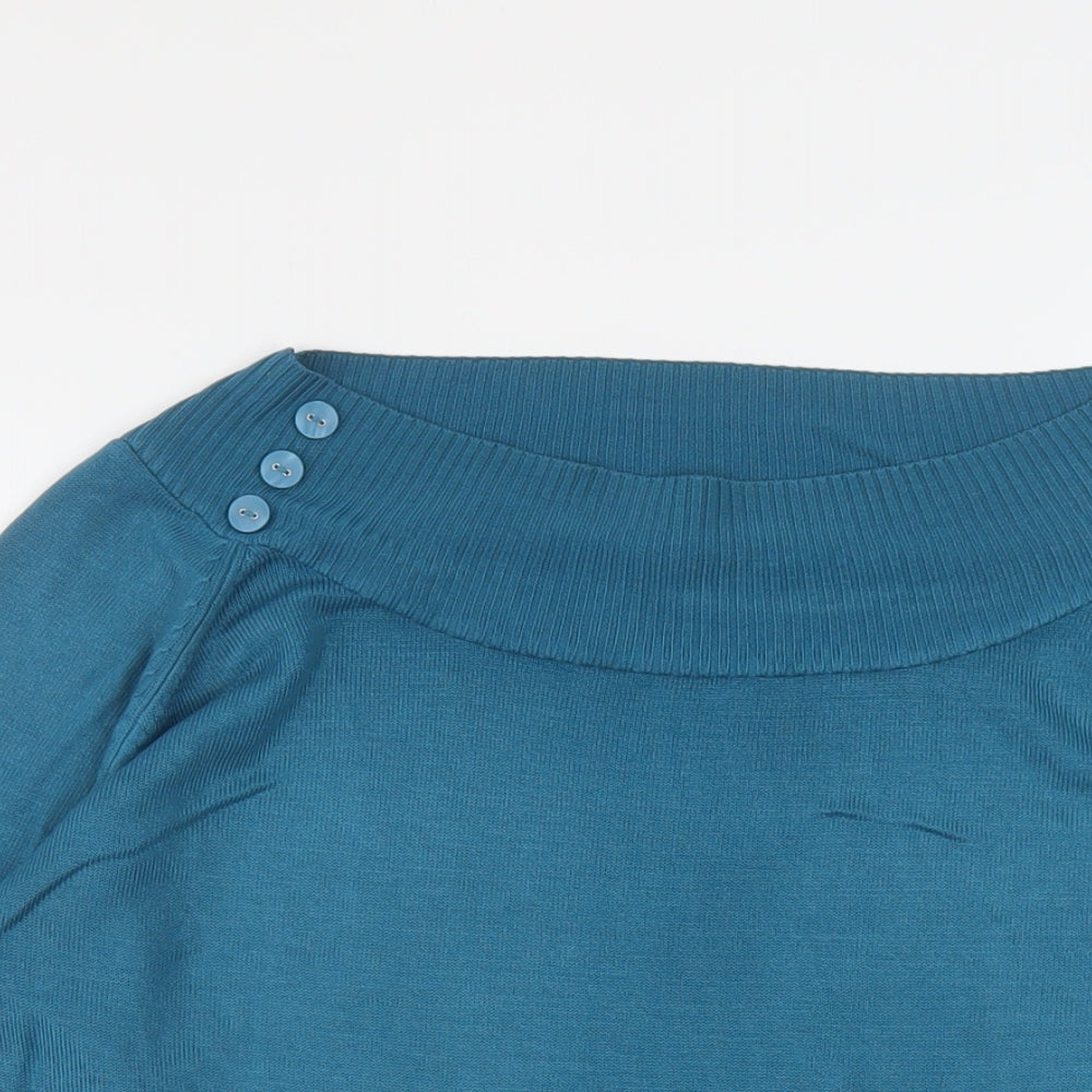 Marks and Spencer Womens Blue Boat Neck Acrylic Pullover Jumper Size 16