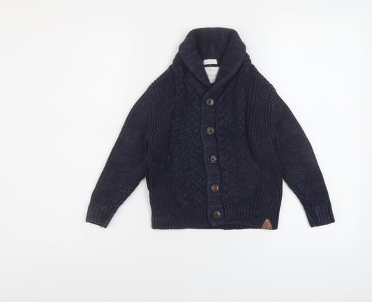 Jasper Conran Boys Blue V-Neck Cotton Cardigan Jumper Size 4-5 Years Button