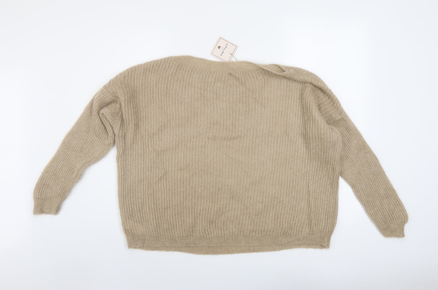 Why Not? Womens Beige Boat Neck Mohair Pullover Jumper One Size