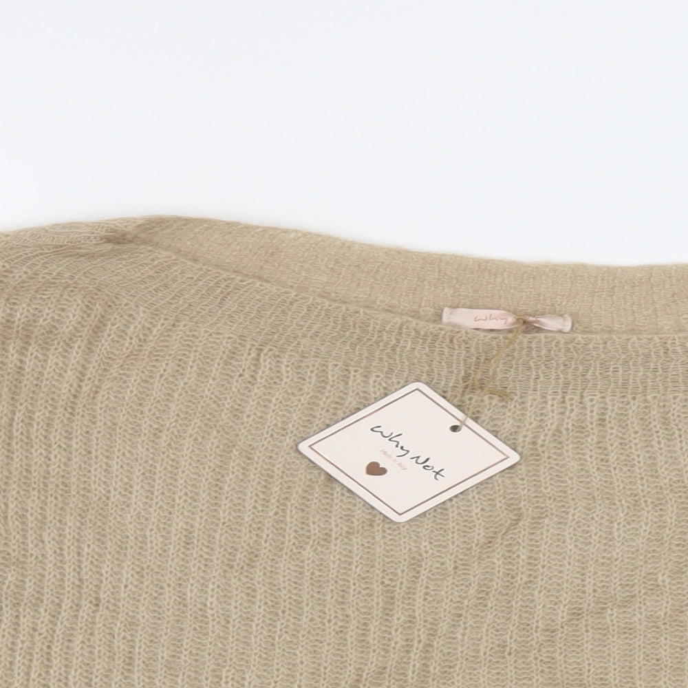 Why Not? Womens Beige Boat Neck Mohair Pullover Jumper One Size