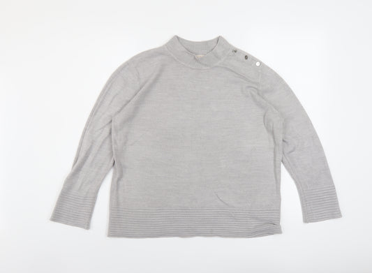 Per Una Womens Grey Mock Neck Acrylic Pullover Jumper Size 14