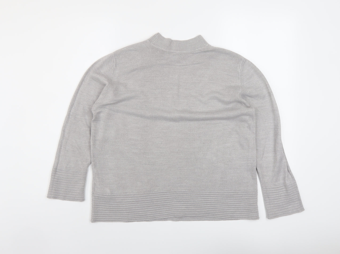 Per Una Womens Grey Mock Neck Acrylic Pullover Jumper Size 14