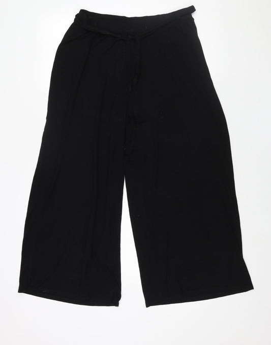 ASOS Womens Black Viscose Trousers Size 14 L26 in Regular - Belted