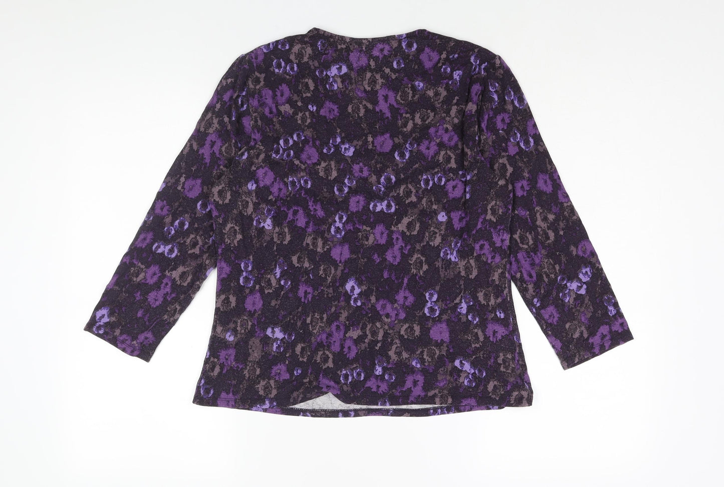 CC Womens Purple Geometric Viscose Basic Blouse Size M V-Neck - Buckle Detail