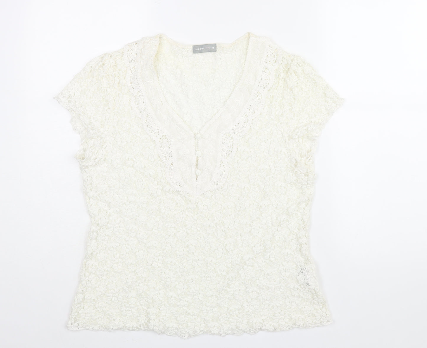 Per Una Womens Ivory Viscose Basic Blouse Size 18 V-Neck