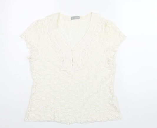 Per Una Womens Ivory Viscose Basic Blouse Size 18 V-Neck