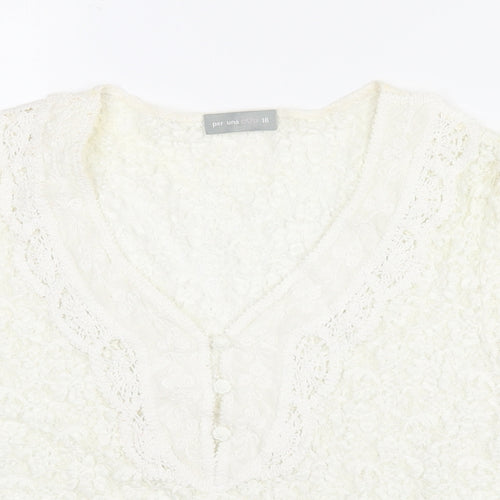 Per Una Womens Ivory Viscose Basic Blouse Size 18 V-Neck