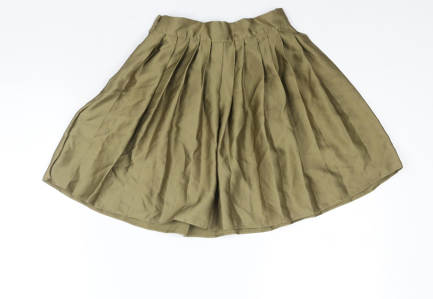 River Island Womens Green Polyester Pleated Skirt Size 6 Zip - Pocket Detail