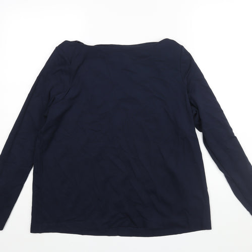 Marks and Spencer Womens Blue Viscose Basic Blouse Size 18 Boat Neck