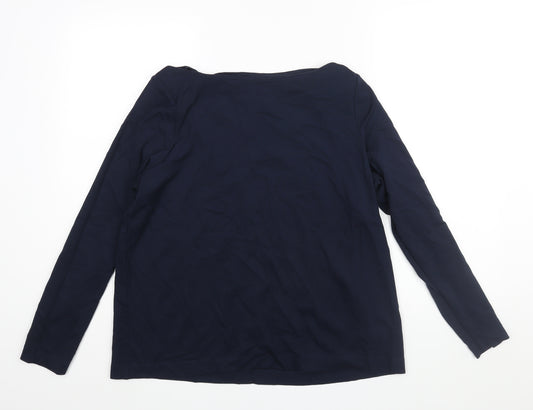 Marks and Spencer Womens Blue Viscose Basic Blouse Size 18 Boat Neck