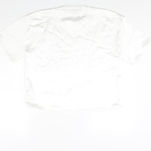 Zara Womens White Polyester Basic Blouse Size M Crew Neck