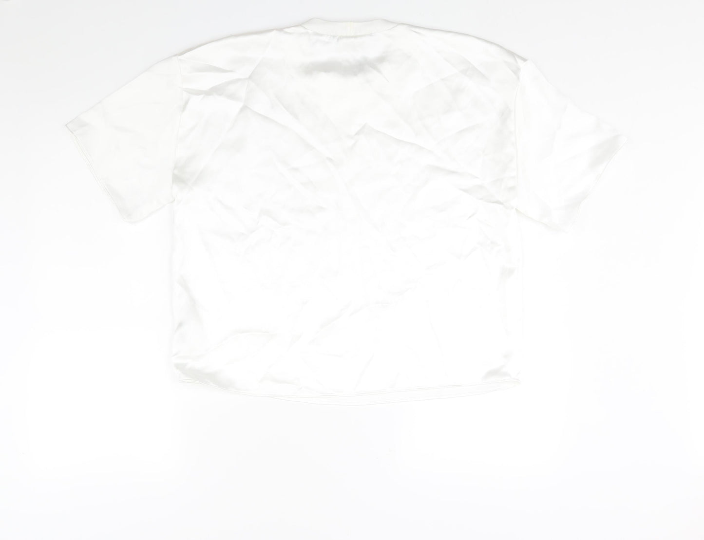 Zara Womens White Polyester Basic Blouse Size M Crew Neck