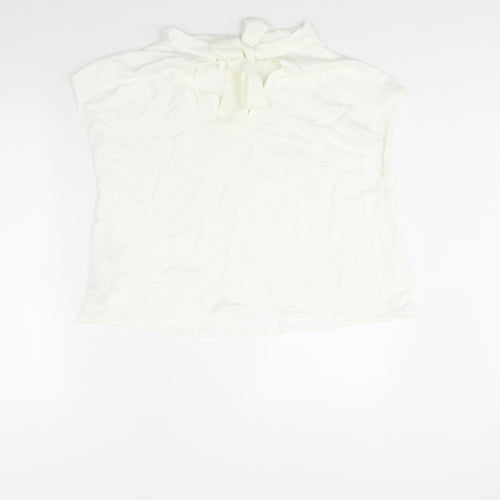 Zara Womens Ivory Polyester Basic Blouse Size L Cowl Neck