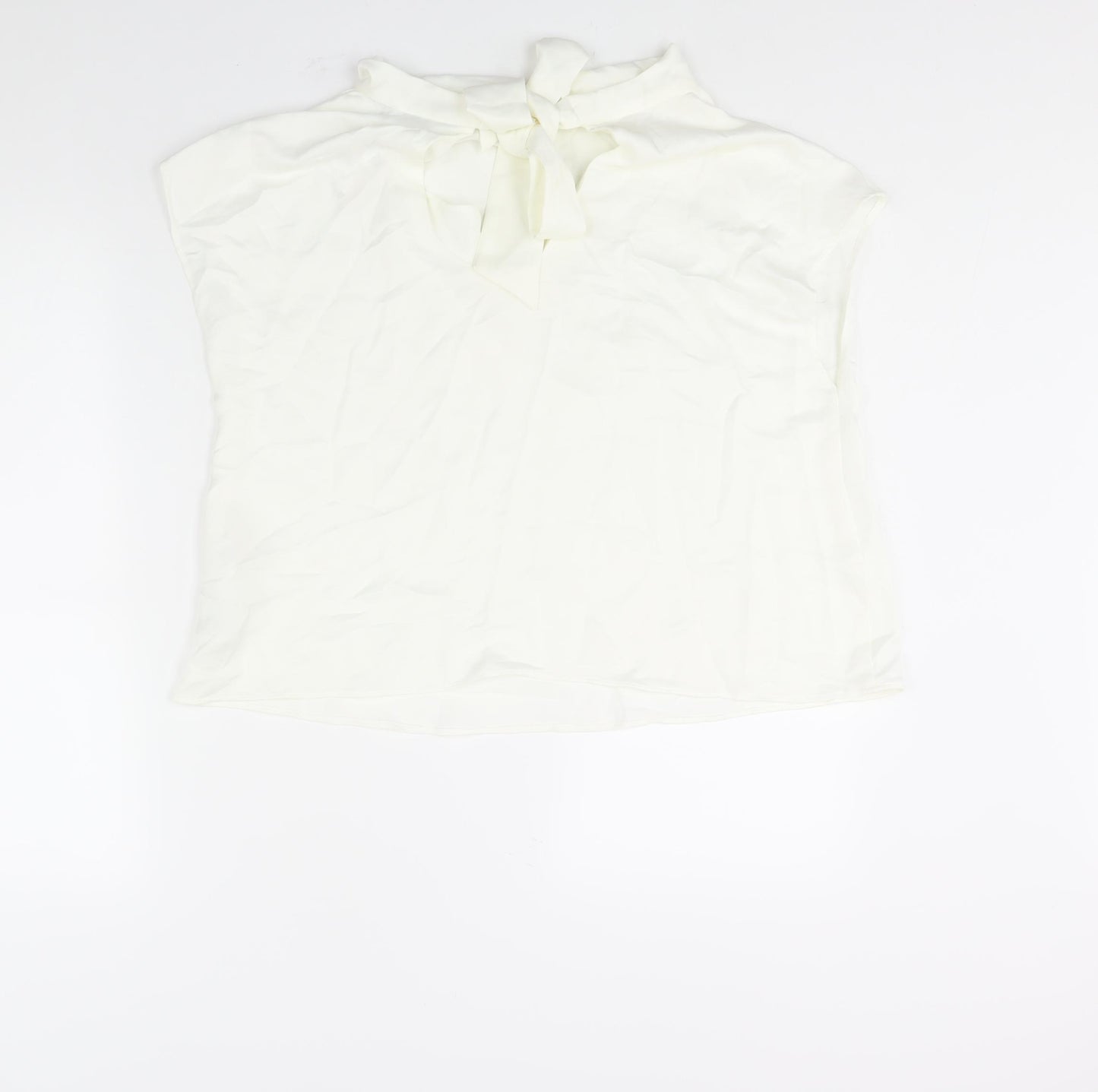 Zara Womens Ivory Polyester Basic Blouse Size L Cowl Neck