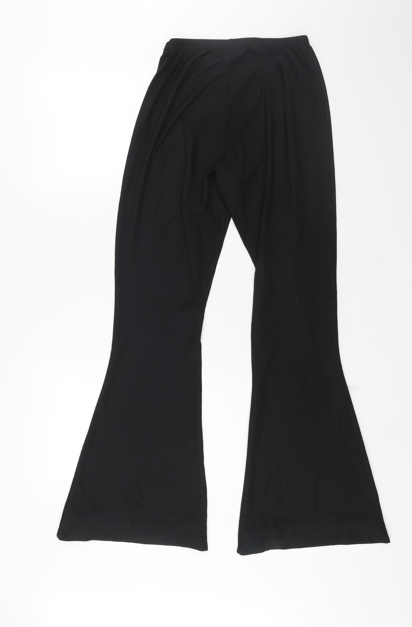 Boohoo Womens Black Polyester Trousers Size 14 L31 in Regular