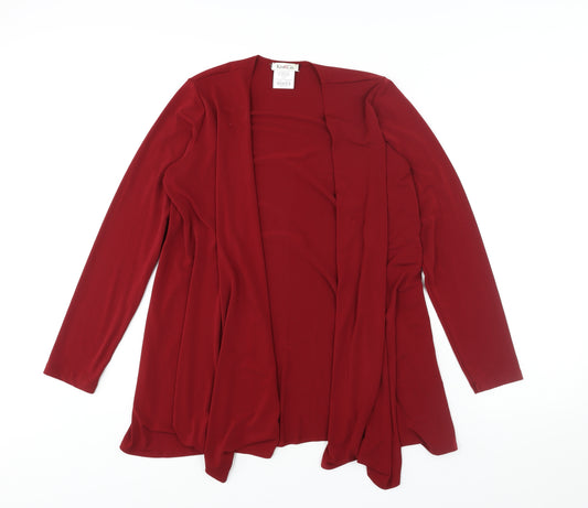 Kim & Co. Womens Red V-Neck Polyester Cardigan Jumper Size M - Waterfall Front