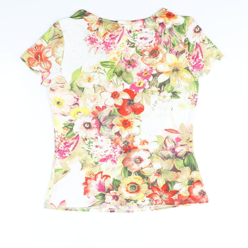 Wallis Womens Multicoloured Floral Viscose Basic Blouse Size 16 V-Neck - Bow Detail