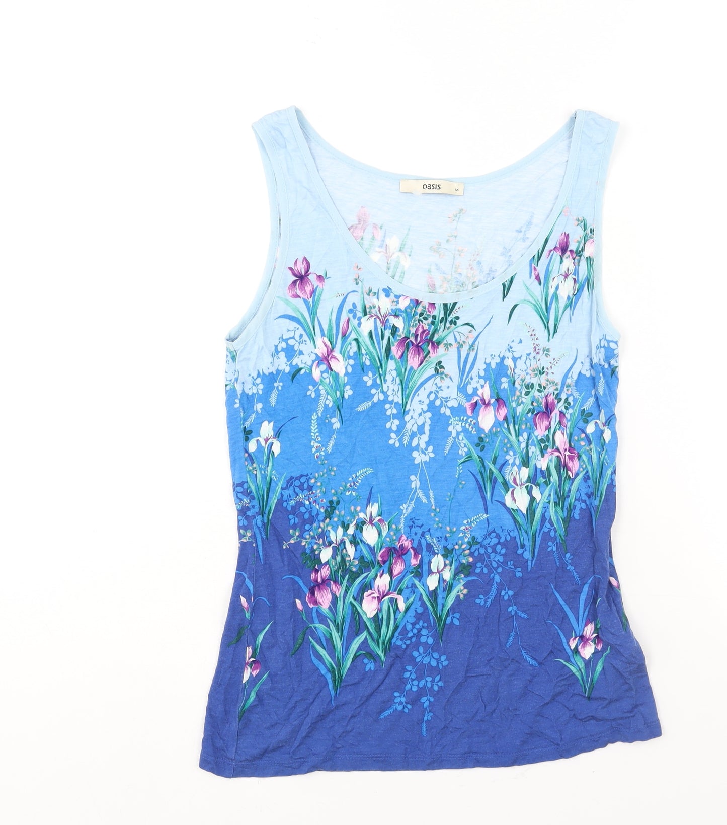 Oasis Womens Blue Geometric Viscose Camisole Blouse Size M Scoop Neck - Floral Print