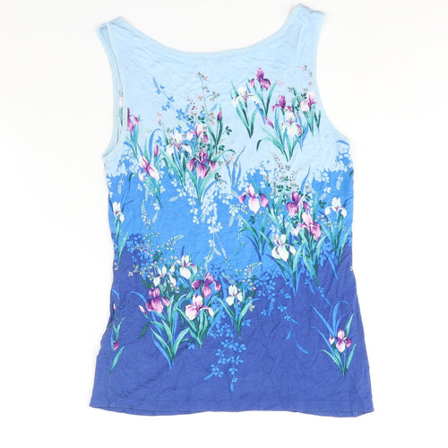 Oasis Womens Blue Geometric Viscose Camisole Blouse Size M Scoop Neck - Floral Print