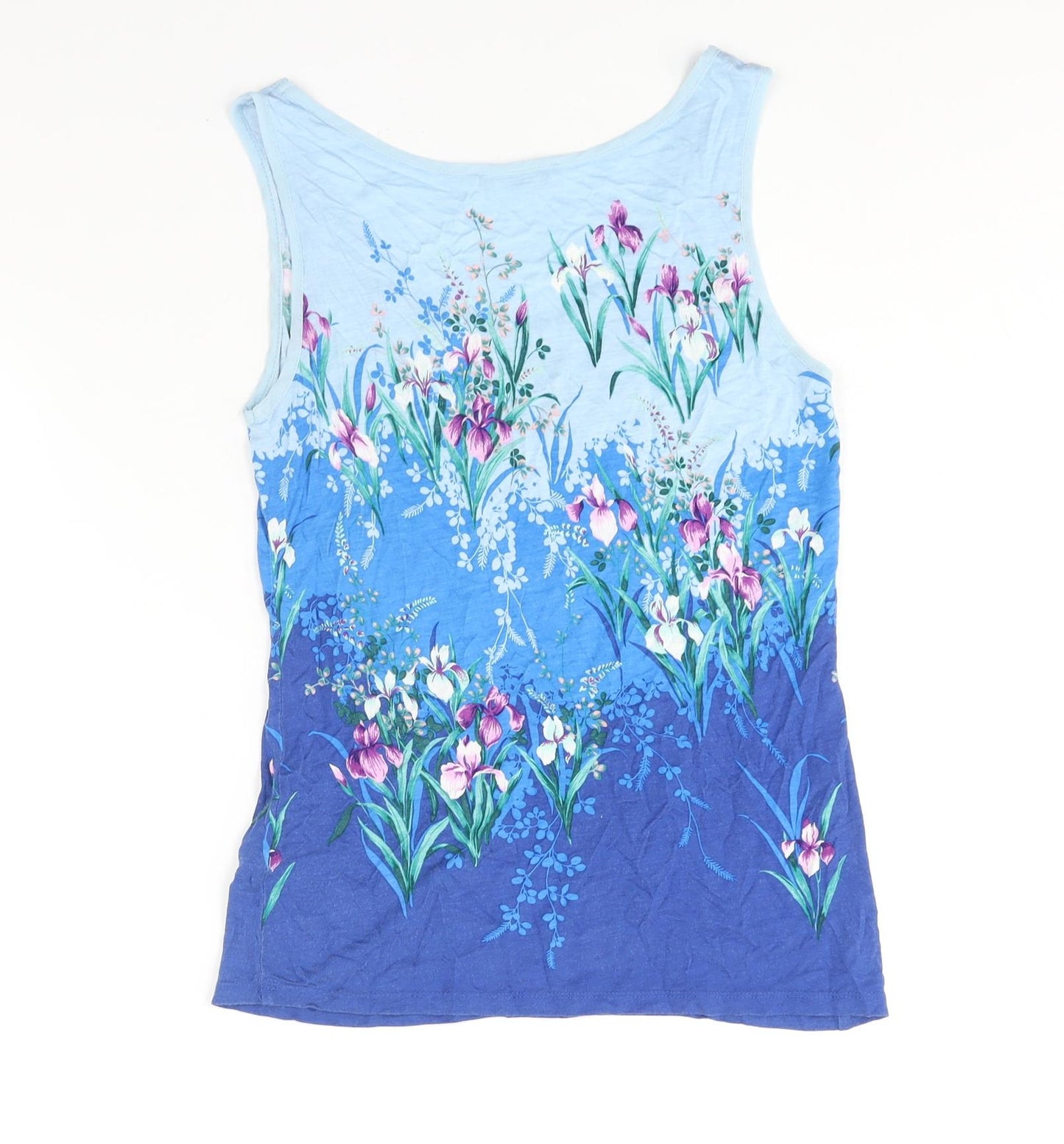 Oasis Womens Blue Geometric Viscose Camisole Blouse Size M Scoop Neck - Floral Print