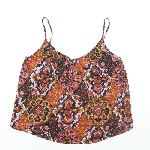 H&M Womens Multicoloured Geometric Polyester Camisole Blouse Size S Scoop Neck