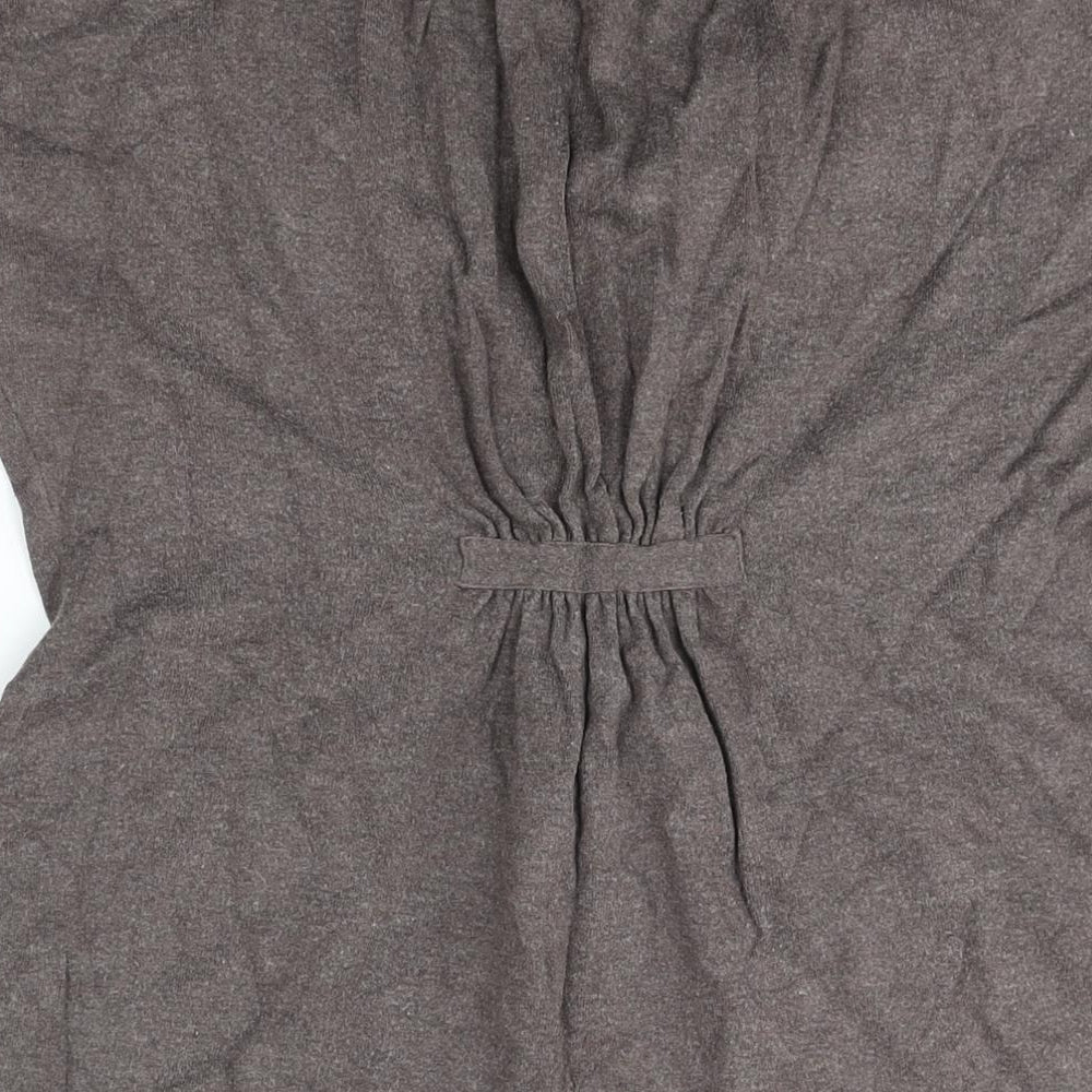 Mint Velvet Womens Brown V-Neck Viscose Pullover Jumper Size 16 - Gathered Detail