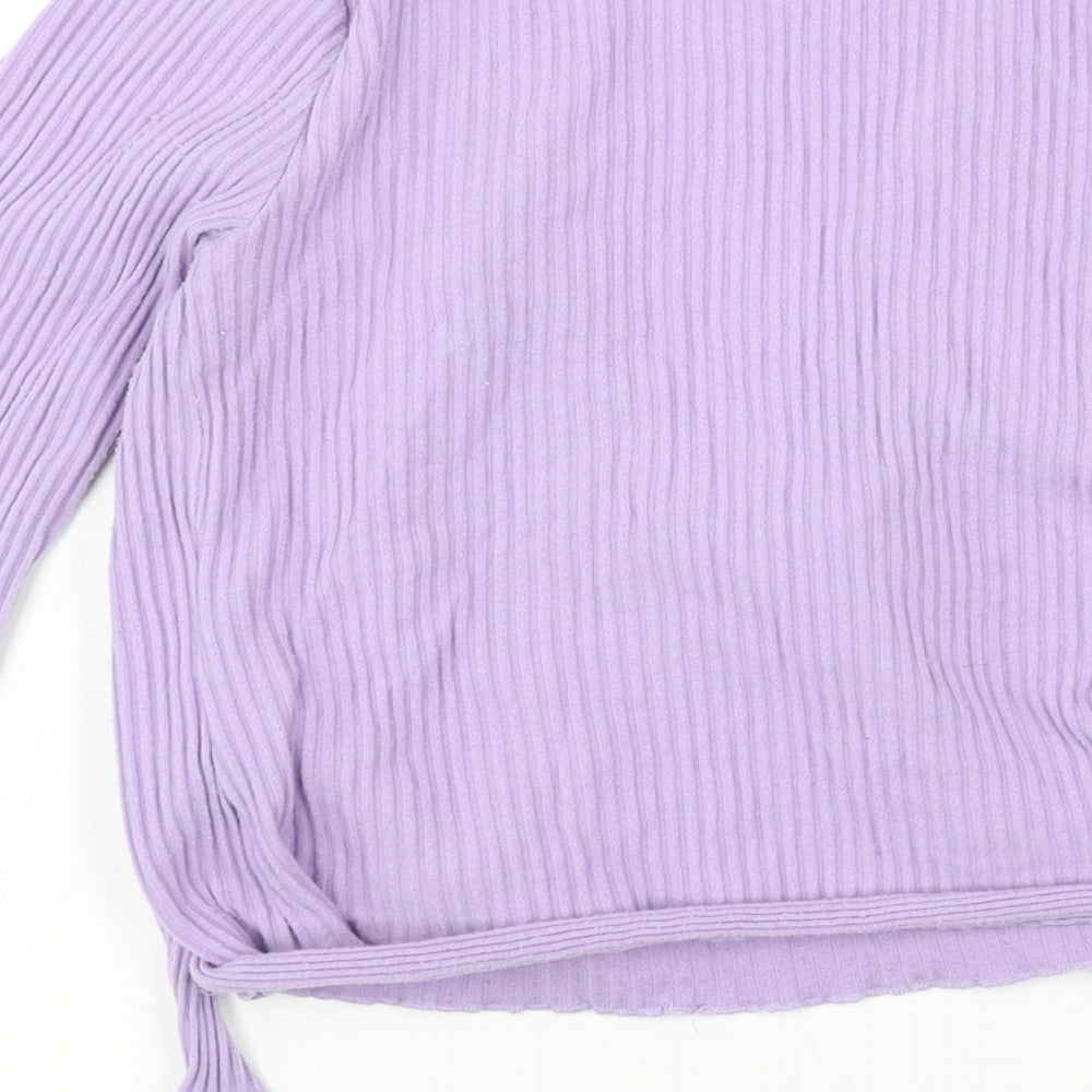 ASOS Womens Purple Polyester Wrap Blouse Size 8 V-Neck - Ribbed