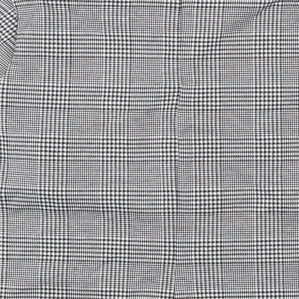 Marks and Spencer Womens Grey Check Polyester Basic Blouse Size 14 Round Neck