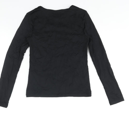 Mint Velvet Womens Black Polyamide Basic Blouse Size S Round Neck