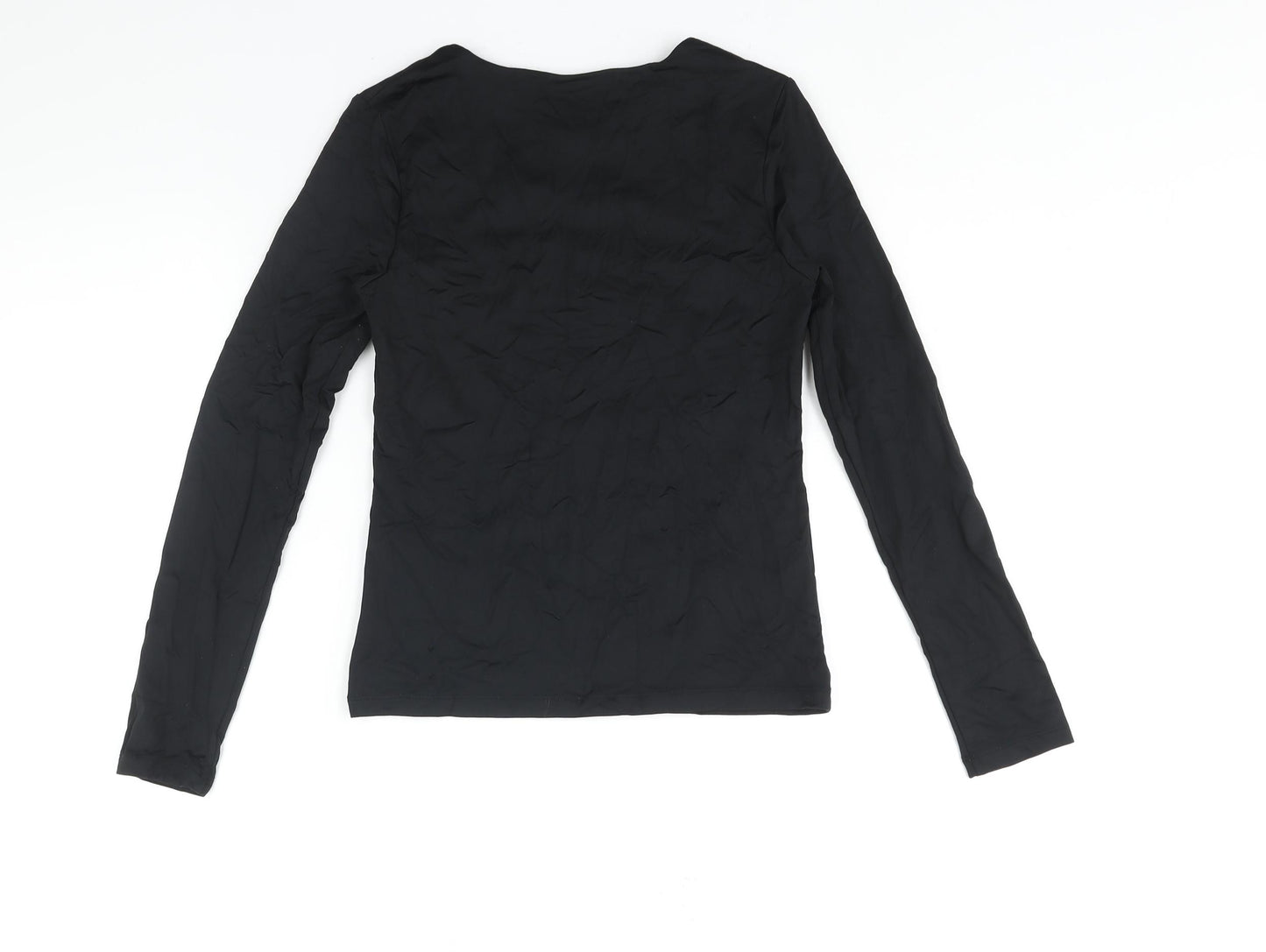 Mint Velvet Womens Black Polyamide Basic Blouse Size S Round Neck