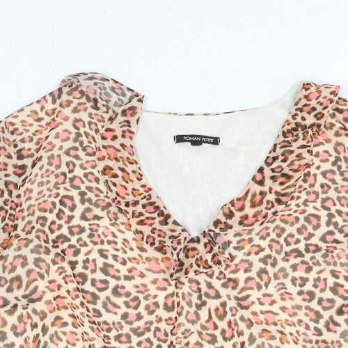 Roman Womens Multicoloured Animal Print Polyester Basic Blouse Size 16 V-Neck - Leopard Print