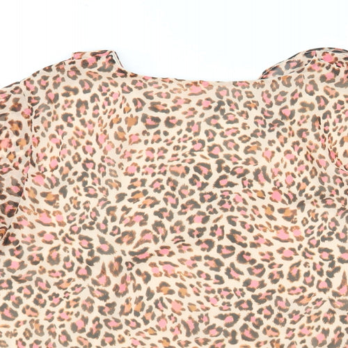 Roman Womens Multicoloured Animal Print Polyester Basic Blouse Size 16 V-Neck - Leopard Print