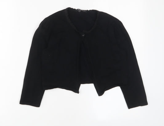 Laura Ashley Womens Black Crew Neck Cotton Cardigan Jumper Size 8