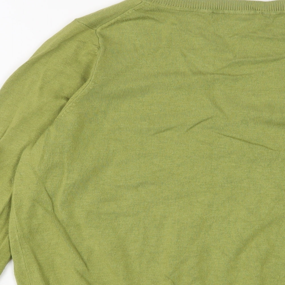 Marks and Spencer Womens Green V-Neck Viscose Pullover Jumper Size 16