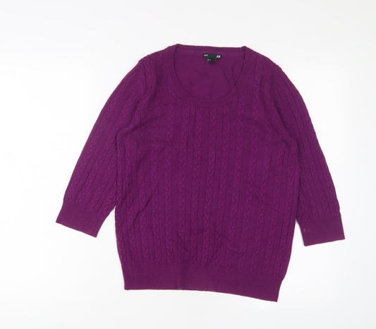 H&M Womens Purple Scoop Neck Acrylic Pullover Jumper Size M