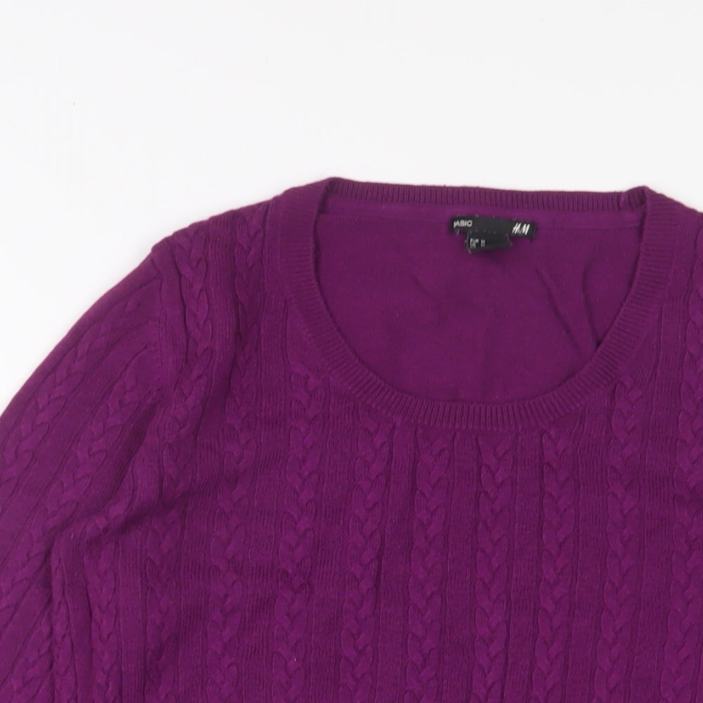 H&M Womens Purple Scoop Neck Acrylic Pullover Jumper Size M