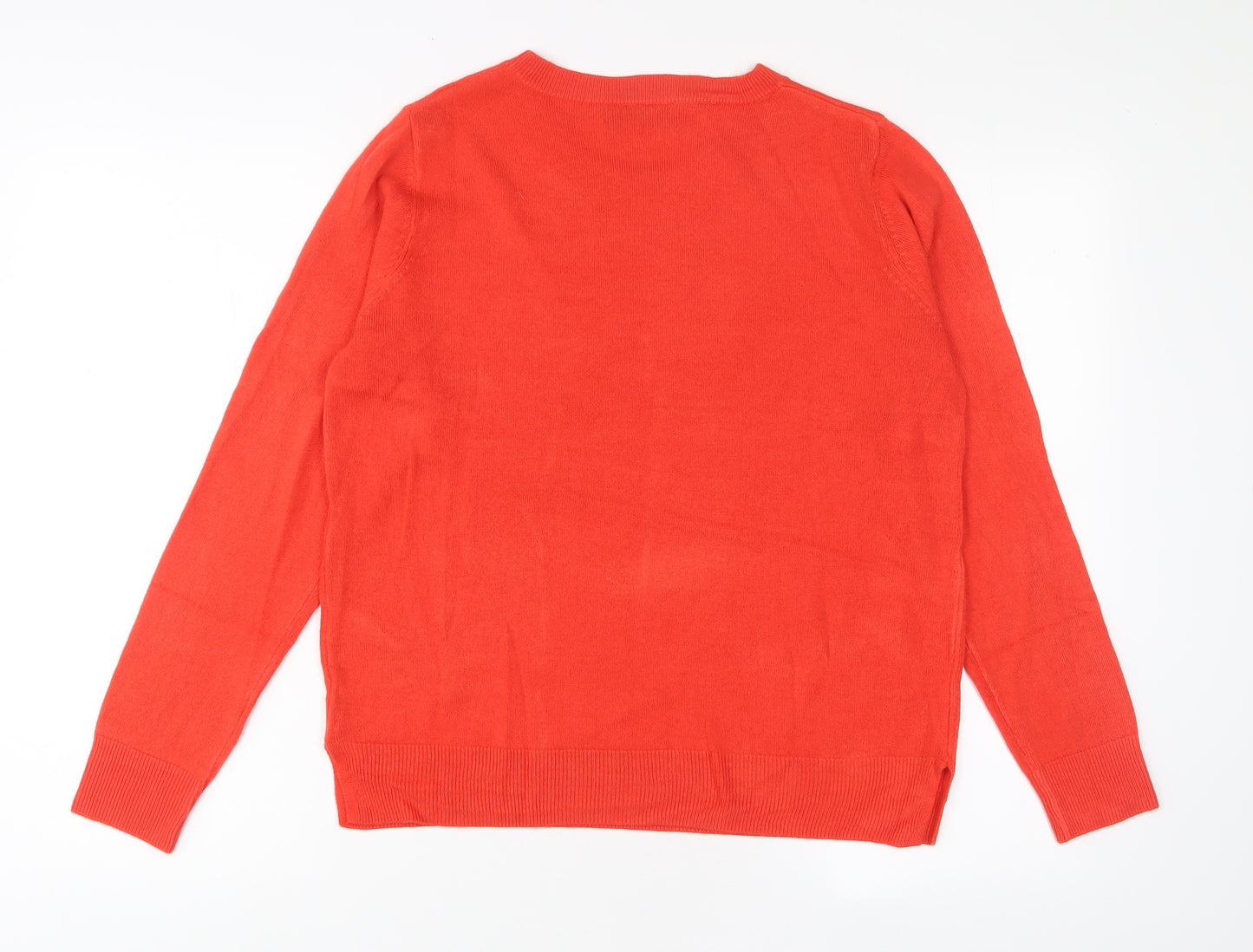 Marks and Spencer Womens Red Crew Neck Acrylic Pullover Jumper Size 14