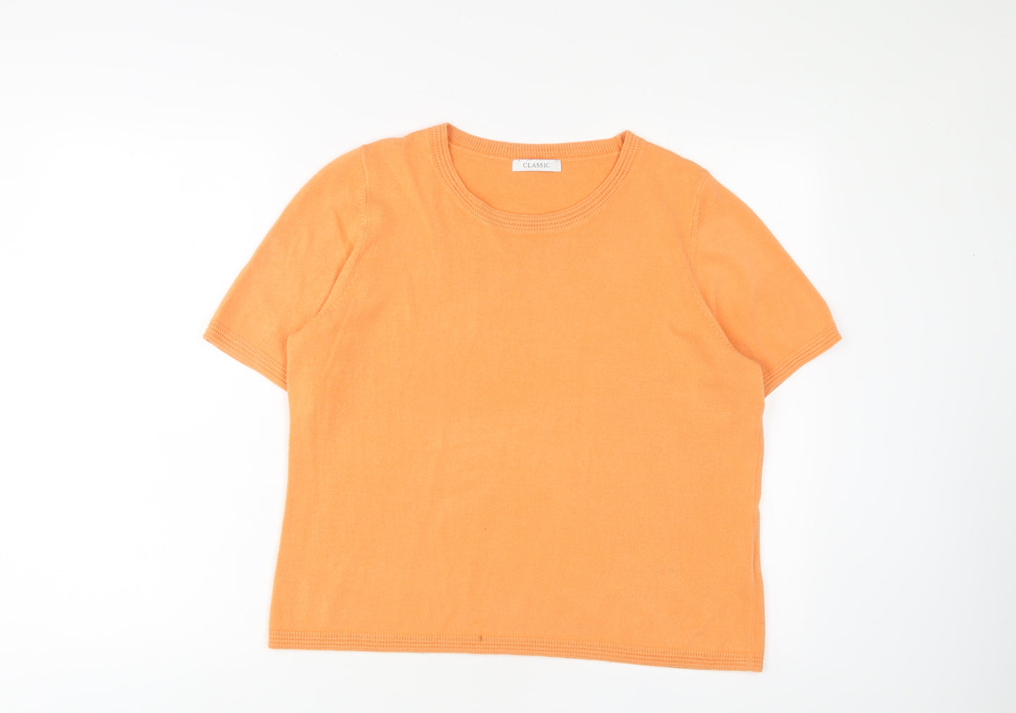 Classic Womens Orange Crew Neck Acrylic Pullover Jumper Size 16