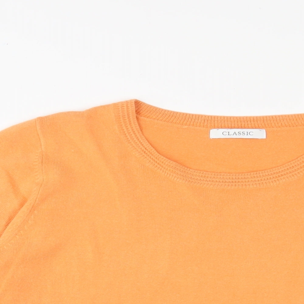 Classic Womens Orange Crew Neck Acrylic Pullover Jumper Size 16