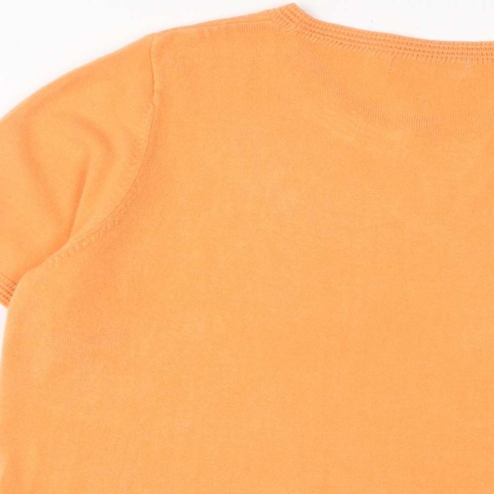 Classic Womens Orange Crew Neck Acrylic Pullover Jumper Size 16