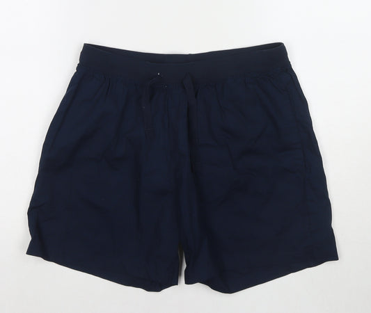 Livergy Womens Blue Cotton Basic Shorts Size M L4 in Regular Drawstring