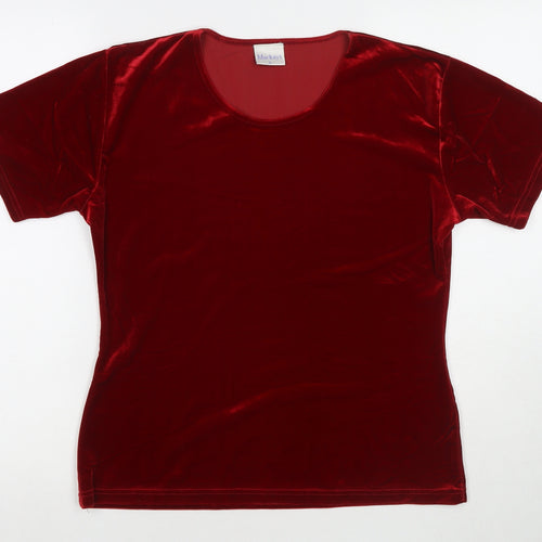 Mackays Womens Red Polyester Basic Blouse Size L Round Neck