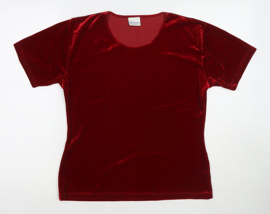 Mackays Womens Red Polyester Basic Blouse Size L Round Neck